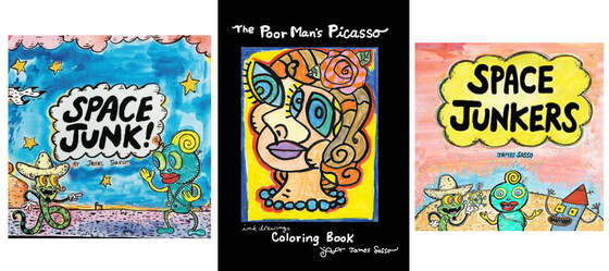 3 book covers. Space Junk,Poor Man's Picasso and Space JunkersPicture